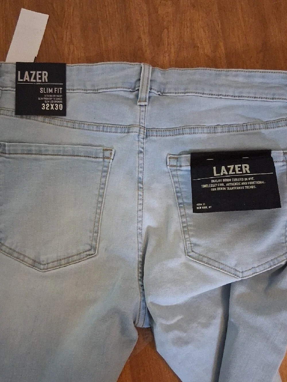 Lazer Men’s Slim Light Wash Distressed Jeans